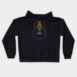 Classical Acoustic Guitar Body Colorful Outline Kids Hoodie